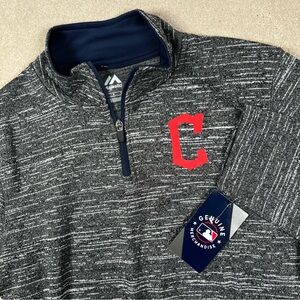 Majestic NWT Cleveland Baseball Pullover Quarter‎ Zip Heathered Gray Men's Small
